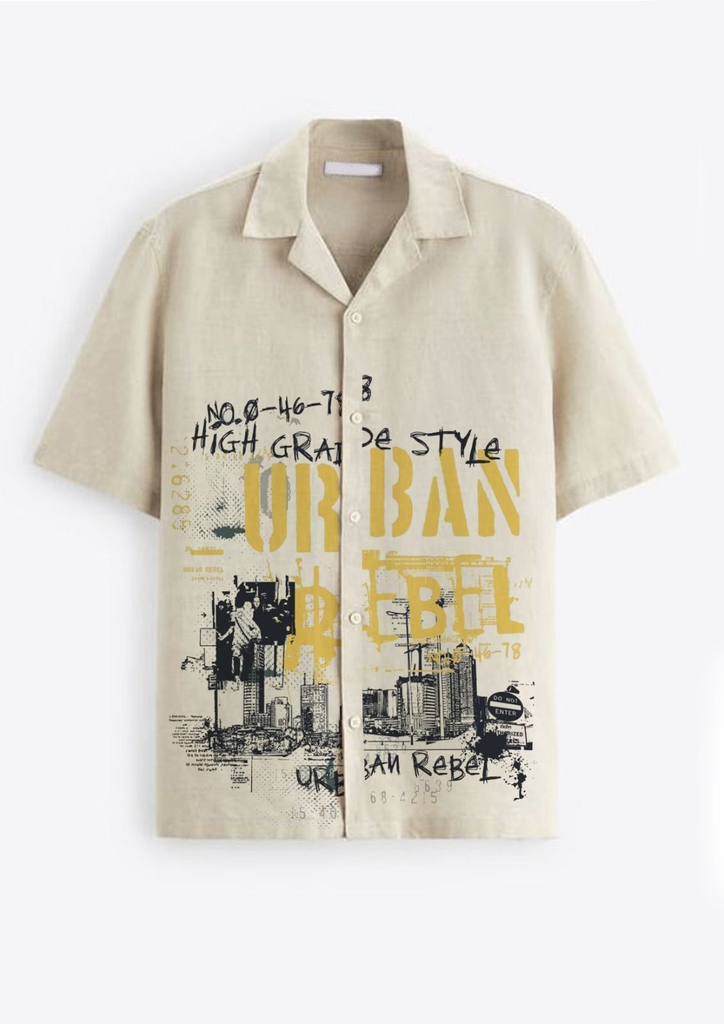 cuban collar funky print